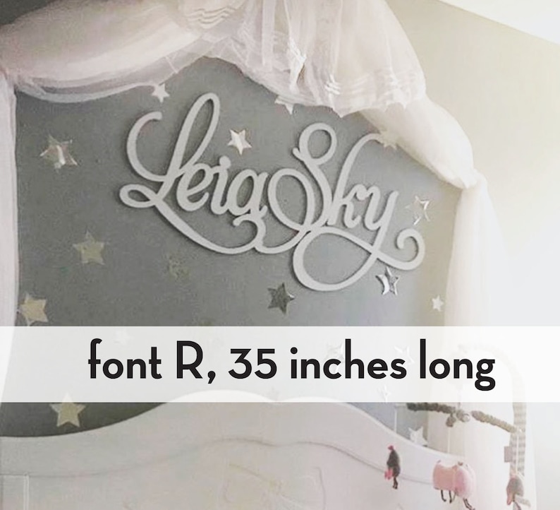 Large baby name sign wood wall name sign different font Etsy