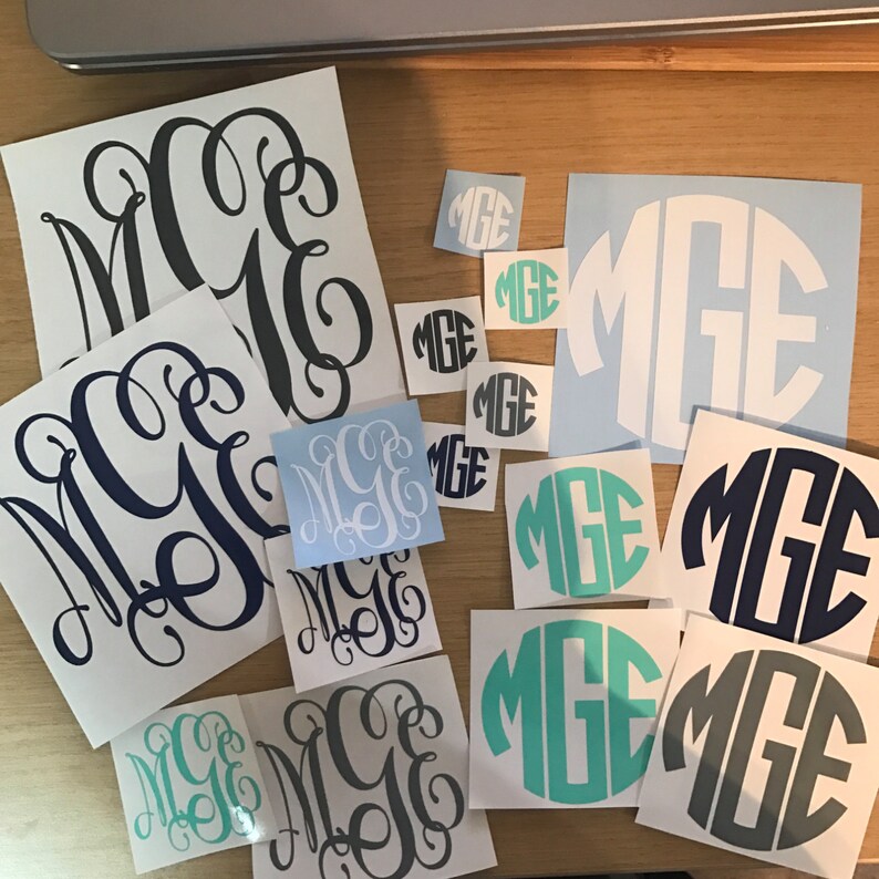 Pack of 16 Vinyl Decals in YOUR MONOGRAM Monogram Decal Etsy