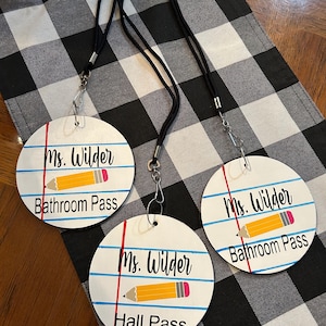 Classroom hall pass lanyard, classroom decor, teacher decorations, hall pass