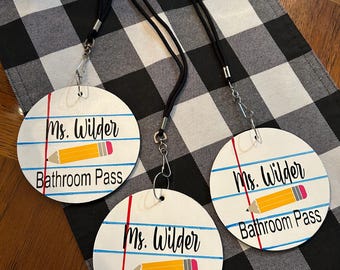 Classroom hall pass lanyard, classroom decor, teacher decorations, hall pass