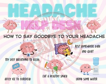 Headache Help Desk Poster • Digital Download • School Nurse Office Decor • Student Headache Relief Guide • Nurse Clinic Printable