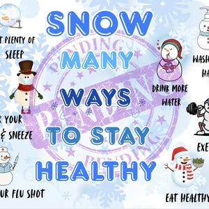 Snow Many Ways To Stay Healthy – Winter Nurse Office Poster | Flu Prevention Printable | School Nurse Decor | Instant Digital Download