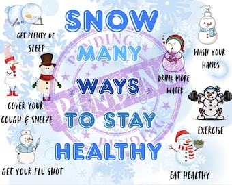 Snow Many Ways To Stay Healthy – Winter Nurse Office Poster | Flu Prevention Printable | School Nurse Decor | Instant Digital Download