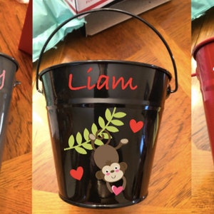 Personalized Valentine&#39;s Day buckets, personalized Valentine&#39;s gifts for kids, metal bucket, Valentine&#39;s Day,