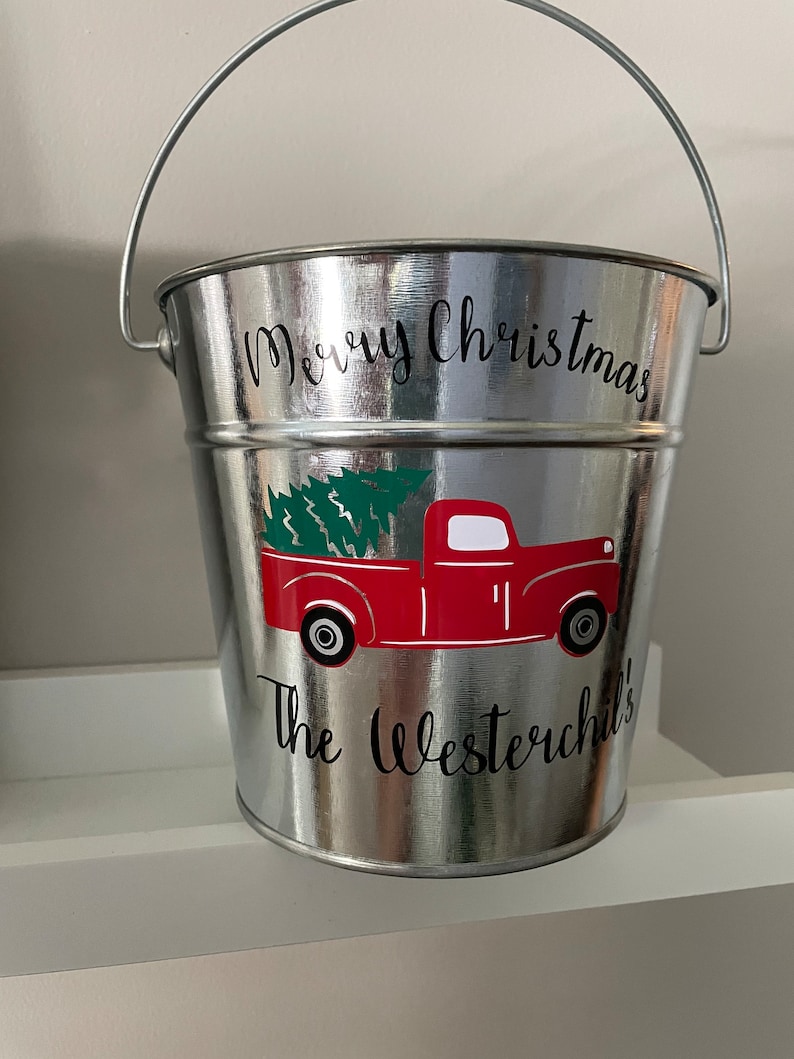 Merry Christmas Metal Bucket Christmas Decor Farmhouse Etsy
