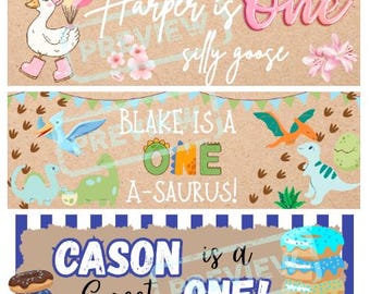 Personalized Birthday Banner | Custom 2x6 ft Party Banner | First Birthday Banner | Birthday Photo Backdrop | Digital Download|