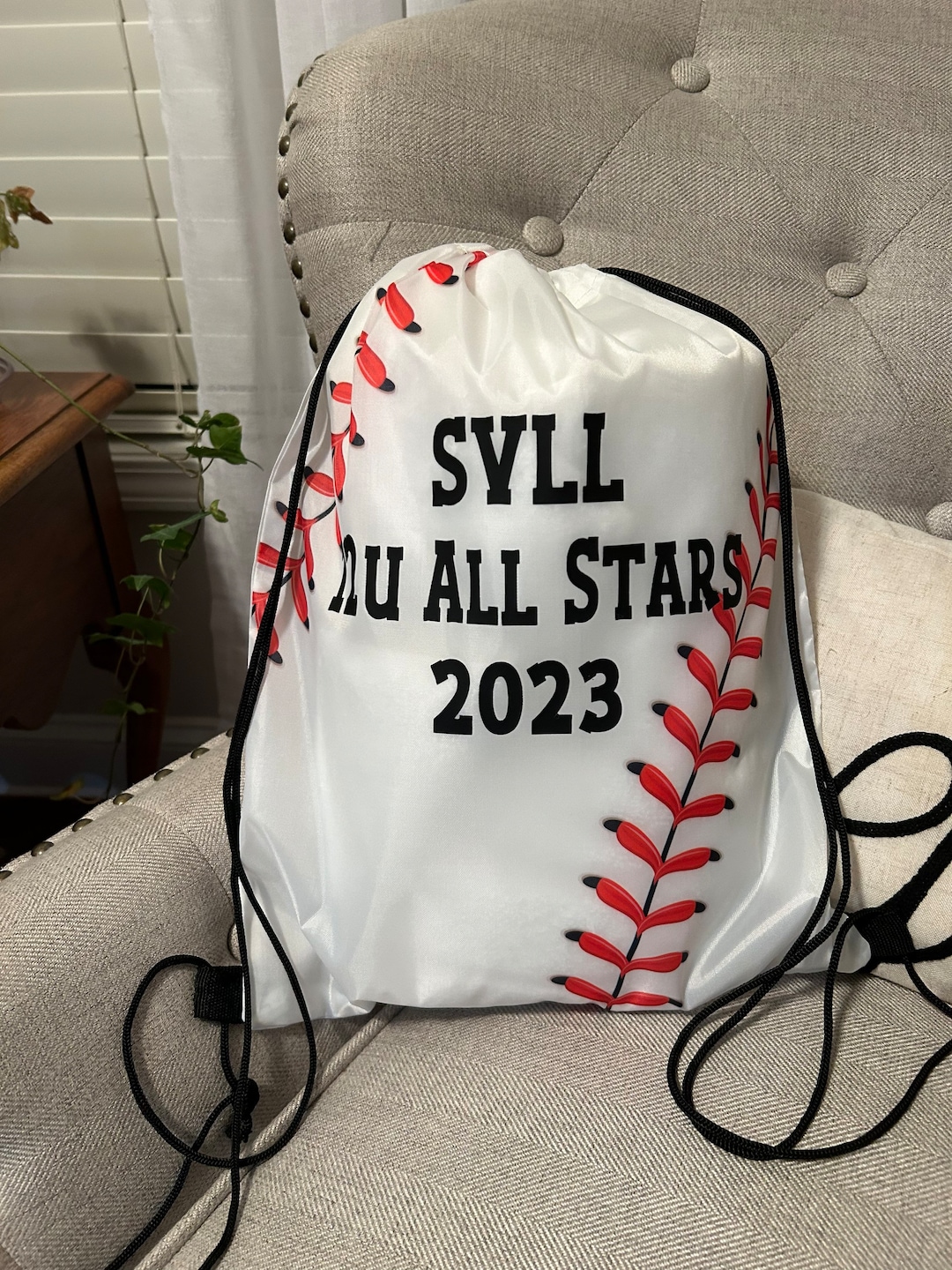 Baseball Drawstring Bag, Baseball Team Bags, Personalized Baseball Bag