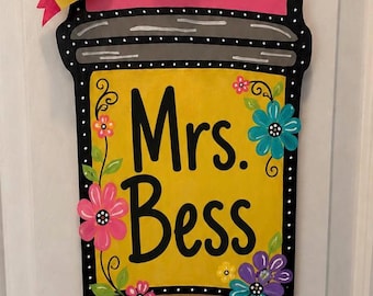 Personalized pencil door sign, wood pencil door hanger, teacher door sign, teacher gift, teacher door sign, teacher appreciation