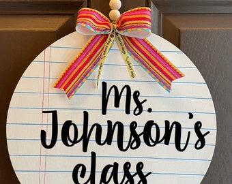 Teacher door sign, personalized teachers door hanger, classroom sign, classroom door hanger