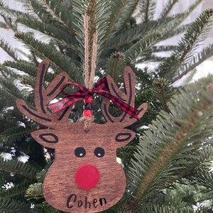 Personalized reindeer ornament. Custom Christmas ornament. Rudolph ornament.
