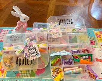 Personalized snack box, personalized kids tackle box. Valentine's Day gift, kids snack box, snackle box, Easter bunny gift.