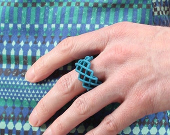 black statement ring contemporary jewelry 3D printed, unusual ring for women