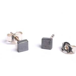 minimalistische Ohrringe für Männer aus Sterling Silber im geometrischen Stiel, Geschenk für Mann