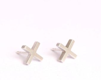 minimalist silver stud earrings, edgy jewelry unisex earrings for men and women