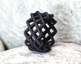 black statement ring contemporary jewelry 3D printed, unusual ring for women