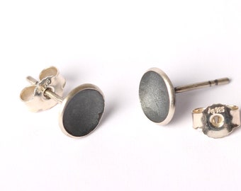 Noir rond Ohrstecker geeignet pour jeden Tag aus Silber schlichte Ohrringe für Sie