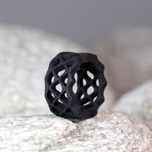 Black Wave Ring, Geometric Jewelry, Statement Ring Black, Architectural Ring, Contemporary Jewelry, Modern Jewelry, Large Ring Black image 5