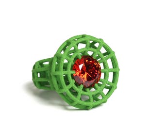 cocktail ring green architecture jewelry chunky ring design gift for her