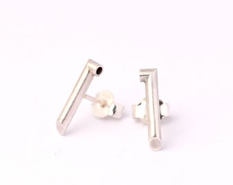 silver minimalist stud earrings modern minimal studs sterling silver geometric jewelry gift for women modern silver studs