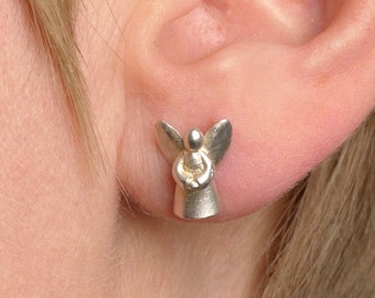 Charming Angel stud earrings made of sterling silver, unique design earrings for women and a motherday gift