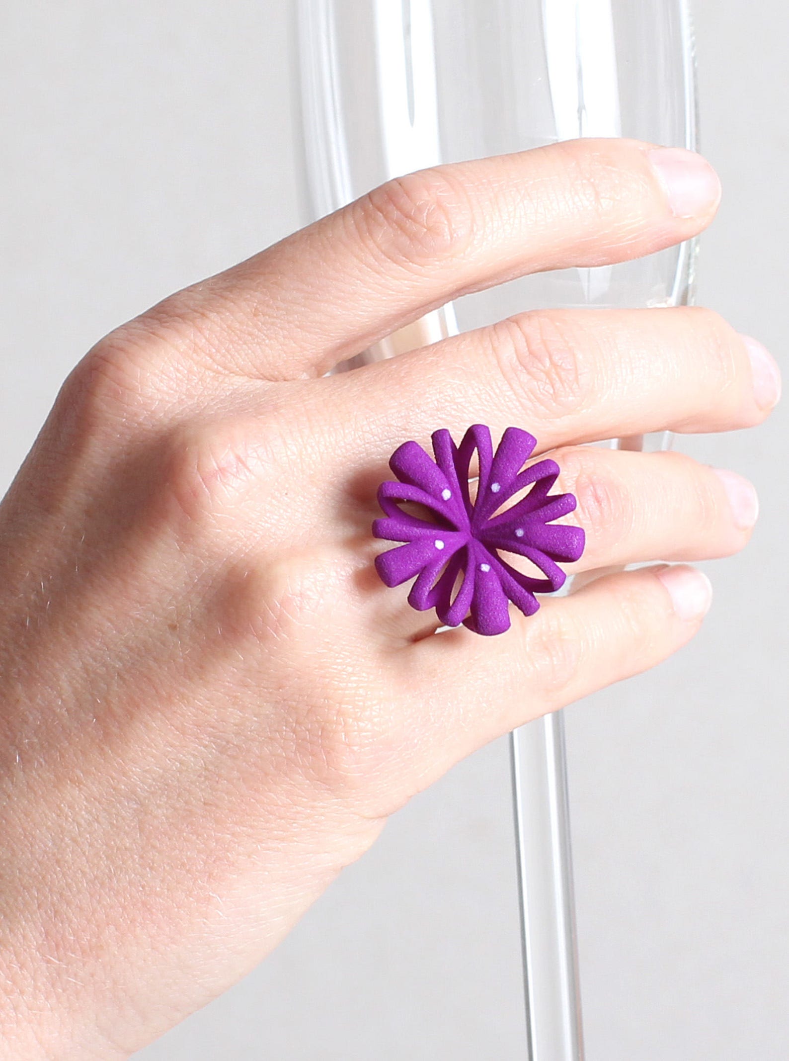 Purple Flower Ring Purple Statement Ring Women Ring Pink Etsy