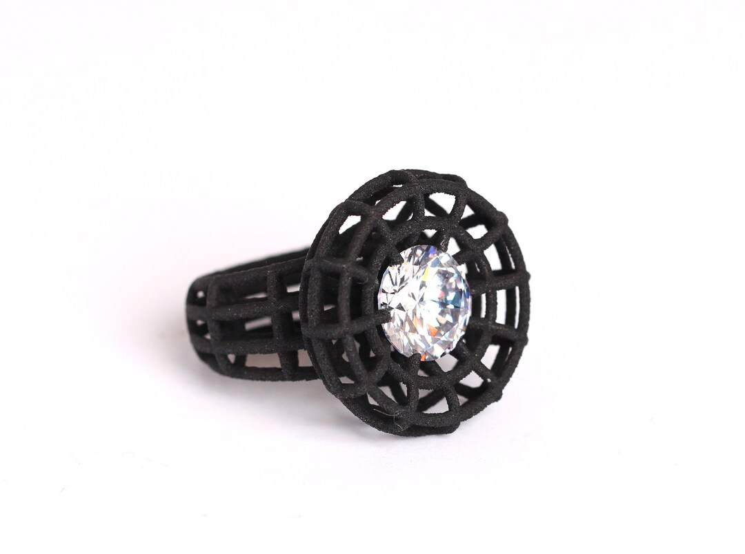 Black Statement Ring, Big Black Ring, Black Cocktail Ring, Black