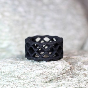 Black Wave Ring, Geometric Jewelry, Statement Ring Black, Architectural Ring, Contemporary Jewelry, Modern Jewelry, Large Ring Black image 6