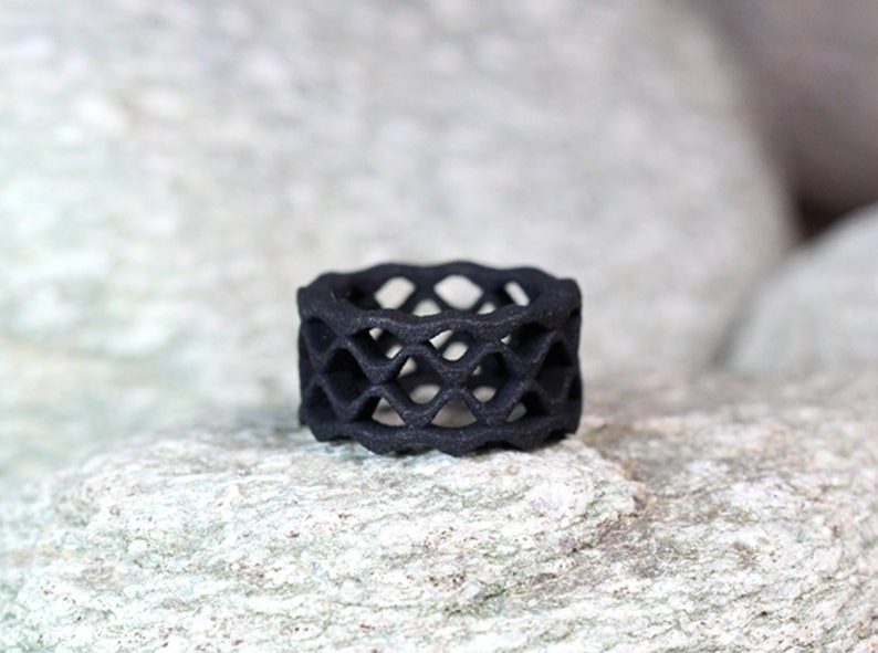 Black Wave Ring, Geometric Jewelry, Statement Ring Black, Architectural Ring, Contemporary Jewelry, Modern Jewelry, Large Ring Black image 6