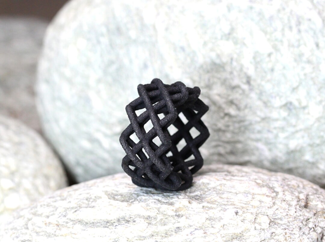Black Statement Ring Contemporary Jewelry 3D Printed, Unusual Ring for ...