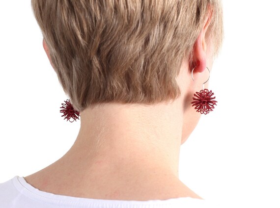 Rote Kugel Ohrringe Boho Ohrringe Weihnachtsgeschenk Geschenk