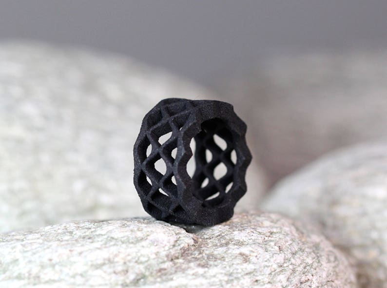 Black Wave Ring, Geometric Jewelry, Statement Ring Black, Architectural Ring, Contemporary Jewelry, Modern Jewelry, Large Ring Black image 5