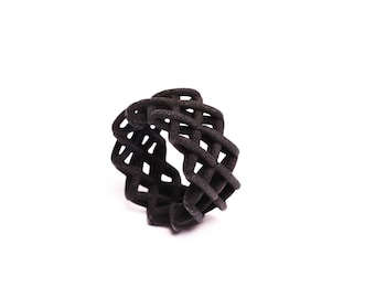 black statement ring contemporary jewelry 3D printed, unusual ring for women