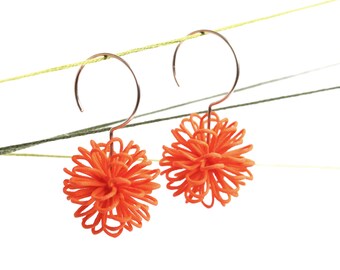 orange statement earrings large contemporary jewelry as a gift for women, statement earrings