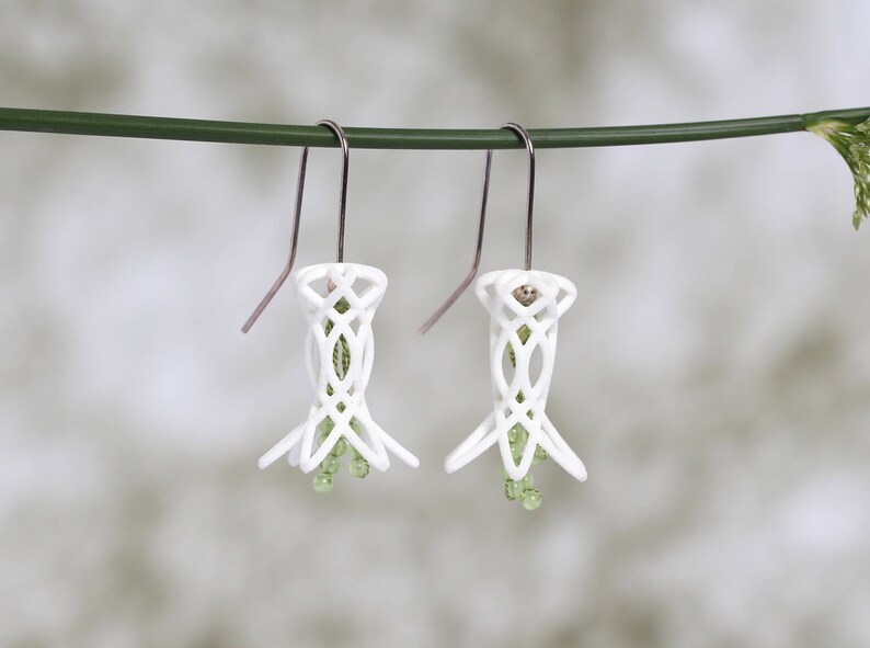 White Floral Earrings with Contemporary Beads trend rank Jewelry Peridot Very popular!