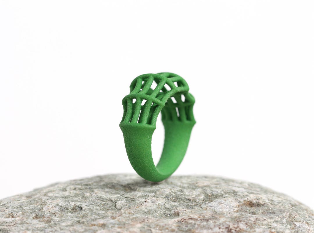 Bamboo Ring Green, Geometric Ring, Structural Ring Green, Gift for ...
