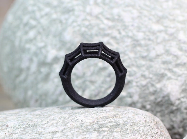Black Unique Ring Modern Design Ring Minimalist Ring Gift Etsy