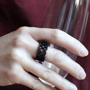Black Wave Ring, Geometric Jewelry, Statement Ring Black, Architectural Ring, Contemporary Jewelry, Modern Jewelry, Large Ring Black image 4