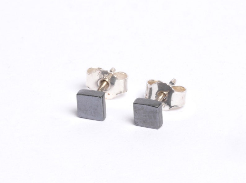 minimalistische Ohrringe für Männer aus Sterling Silber im geometrischen Stiel, Geschenk für Mann image 7