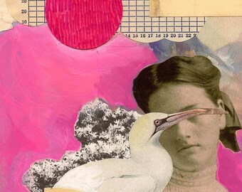 Impresión artística en técnica mixta - Collage rosa 237