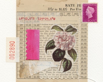 Original Collage: 5x5 Abstract Ephemera Art