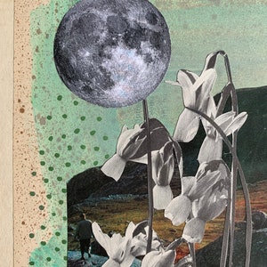 Narcissus Moon Original Collage, Handmade, Collage on Books image 2