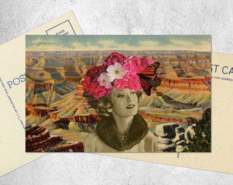 Grand Canyon Gal Collage Postcard, Postcard art, Tiny art