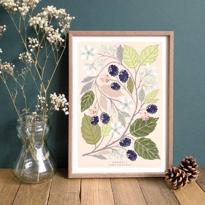 Bramble Botanical Art Print // Giclée Print // A4 Woodland Botanical Wall Art // Autumn Art // Autumn Decor