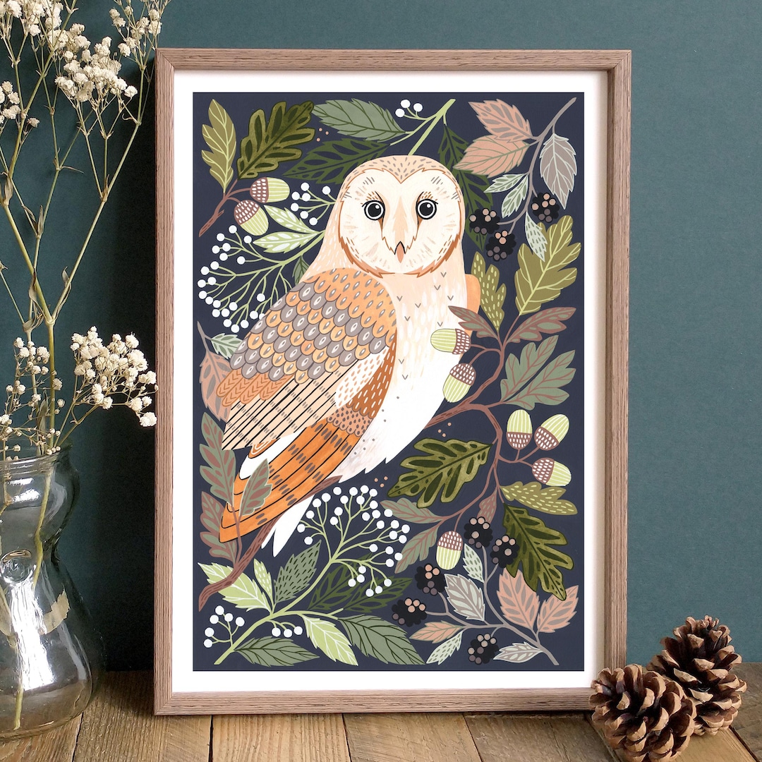 Barn Owl Giclée Art Print // Nature Inspired Owl Art Print // Woodland ...