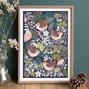 Bird Art Print | Wren Art Print | British Bird Wall Art | Garden Bird Home Décor Wren Artwork | Bird Gift for Friend | Wren Gift for Birder