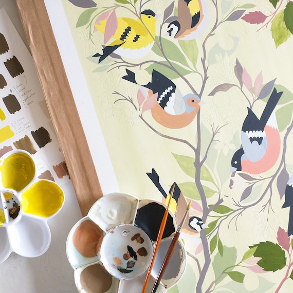 Charm of Finches I - Nature Inspired Art Print // A3 or A2 Large