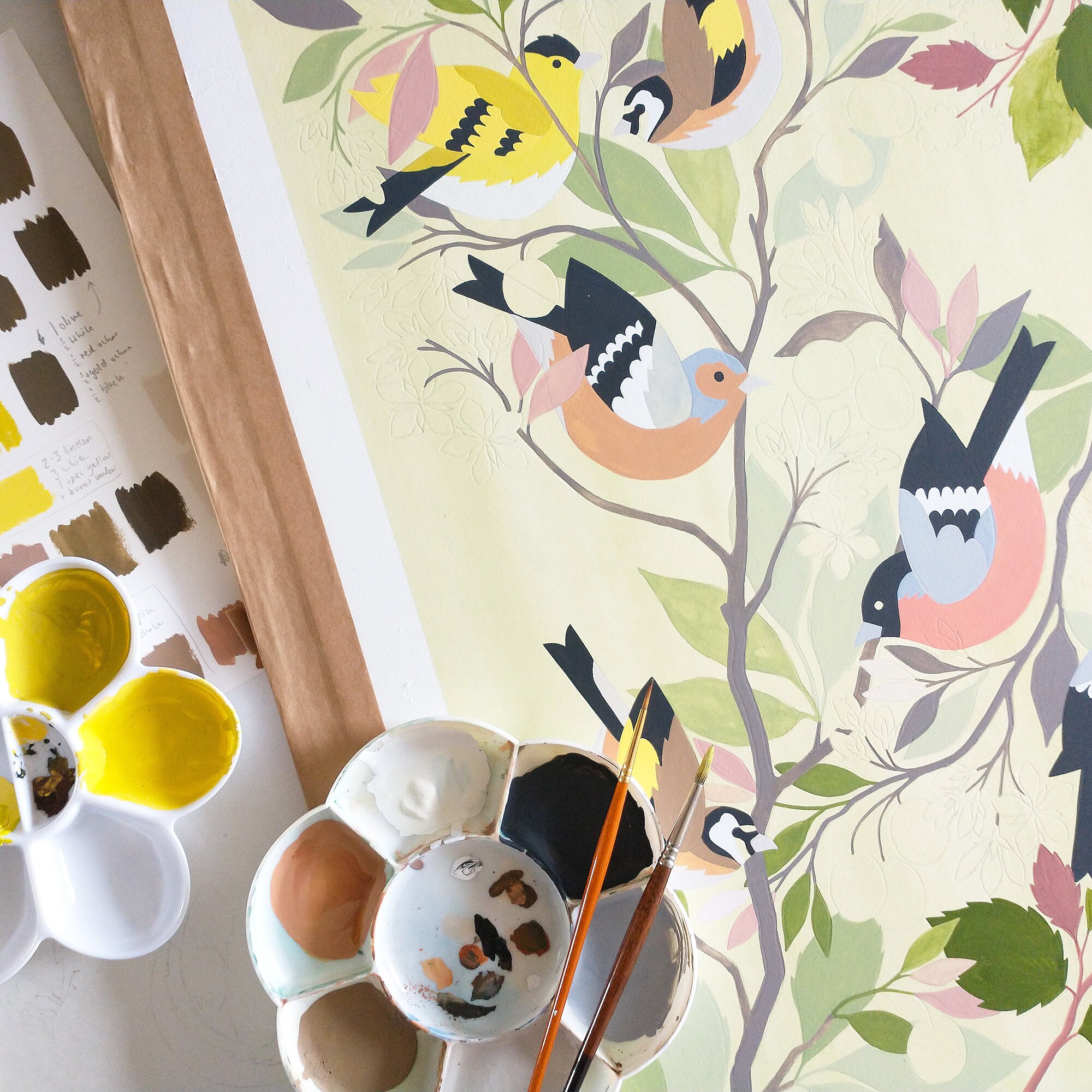 Charm of Finches I - Nature Inspired Art Print // A3 or A2 Large