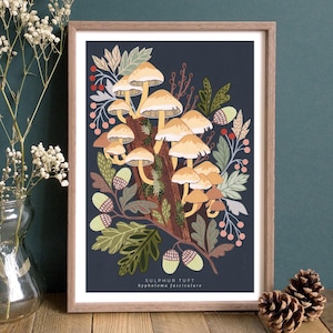 Woodland Mushroom Art Print // Sulphur Tuft Giclée Print // A4 & A5 Mushroom Wall Art // Fairytale Toadstool // Mushroom Lovers Gift