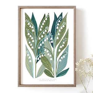 Lily of the Valley Print Botanical Wall Art | Botanical Print Home Décor | Lily of the Valley Wall Art Gift for Mum | Nature Lover Gift