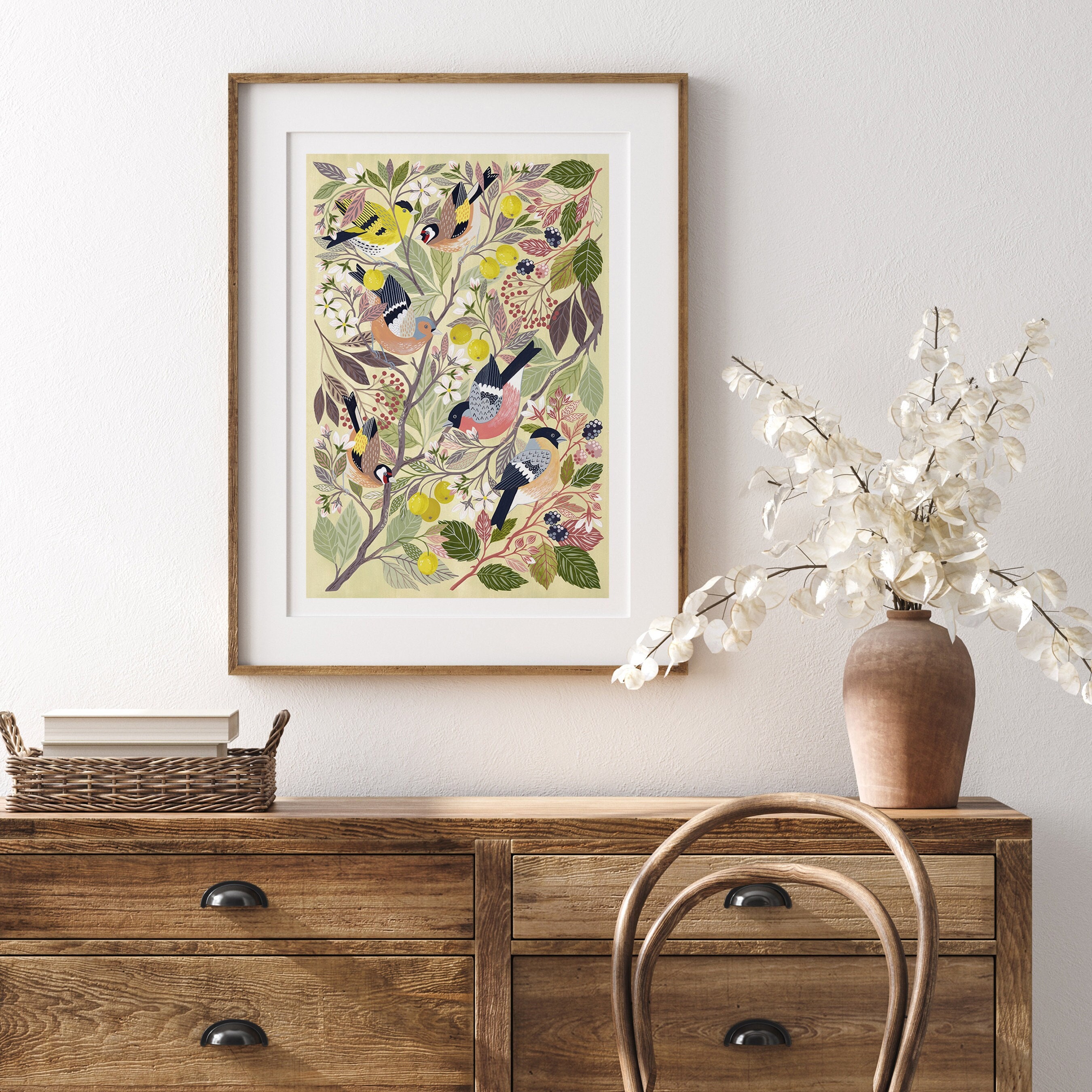 Charm of Finches I - Nature Inspired Art Print // A3 or A2 Large